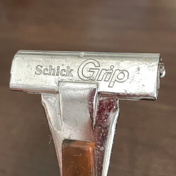 Vintage Schick Grip Razor Tennis Racket Wrapped Handle Brown Single Edge Safety - Picture 3 of 15